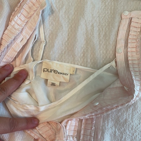 Pure DKNy Mandarin Colar Bwachy Light Pink Semisheer Lined Boho tunic Sz large - Picture 8 of 8